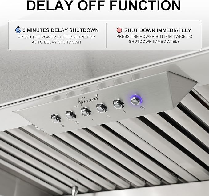 Akicon Range Hood Insert 54 Inch with Heater Sensor, 1200 CFM Bulit-in Kitchen Vent Hood with 4 Speeds, Ultra-Quiet Duct Stove Hood 3CCT LED Lights and Dishwasher Safe Filters