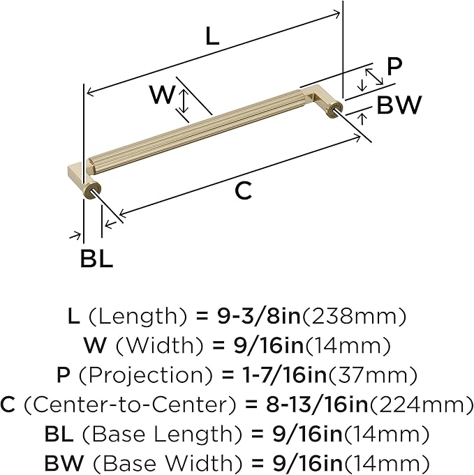Amerock Ballard 8-13/16 inch (224mm) Center-to-Center Golden Champagne Cabinet Pull, BP37647BBZ