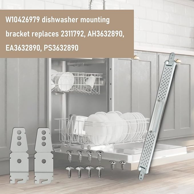 W10426979 "18 Inch" Dishwasher Mounting Bracket Kit for Granite and Quartz Countertops Compatible with Whirlpool KitchenAid Maytag Mounting Bracket W10426979 AP5607641 AH3632890 EA3632890 PS3632890