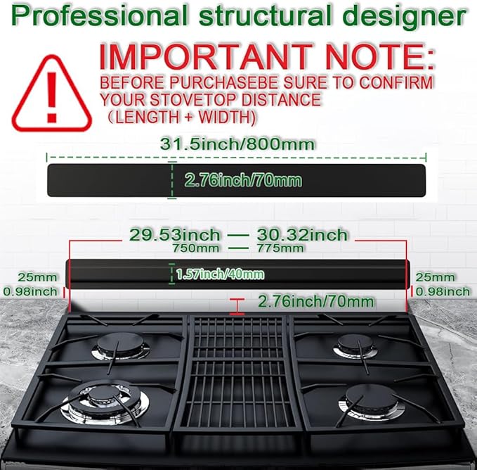 31.5" Slide-in Range Rear Filler Kit, Stove Gap Universal Trapezoidal filling strips, Cooktop Trim Kit Between Stove and Backsplash W10113901A for Whlrlpool & Most Brand (Black-31.5in)