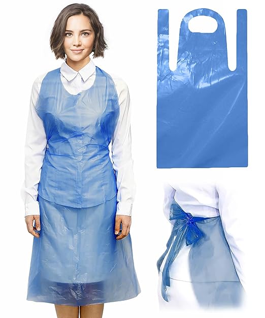 ABC PACK & SUPPLY Blue Plastic Disposable Aprons Adults for Painting, 28 x 46 Inches. Pack of 500 Disposable Plastic Aprons, 1.5 Mil. Unisex Waterproof Polyethylene Painting Apron for Food Industry