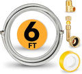 Dishwasher Installation Kit, 6 FT Stainless Steel Braided Dishwasher Water Supply Line with Food-Grade PEX, 3/8" x 3/8" MIP & 3/8" x 3/4" FHT Elbow Connectors