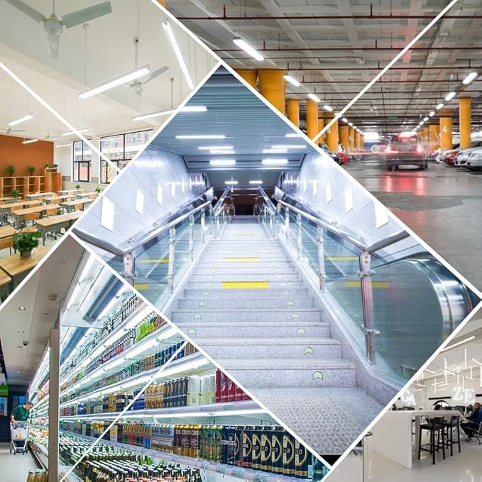 LightingWill 10 Pack LED Shop Light 4FT, Daylight White 6000~6500K, 20W, Linkable T5 Integrated Fixture, Utility LED Ceiling Light and Under Cabinet, Corded Electric with Built-in ON/Off Switch