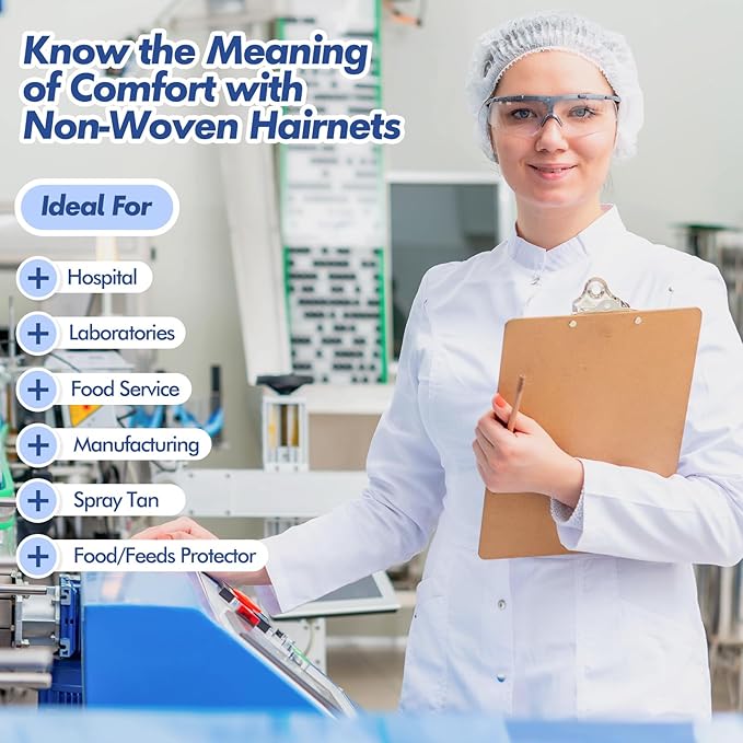 Yahenda 1000 Pcs Disposable Bouffant Caps Bulk Hair Nets 21" Non Woven Hairnet for Food Service Restaurant Lab Kitchen