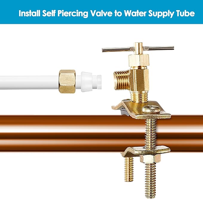 Ice Maker Water Line Kit - Food Grade Refrigerator/Fridge Water Line Kit,25FT 1/4In O.D.Water Line with Self Piercing Valve and Quick Fittings, for Adding a branch waterway to Refrigerator/Ice Maker