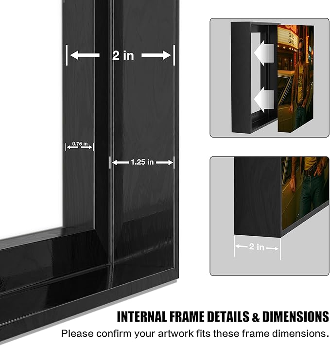ART Canvas Floater Frame Fits 1”–1.25”Deep Gallery-Wrapped Canvas, Wood-Look Floater Frames for Finished Stretched Canvas Prints, Wall Oil Paintings Artwork for Home Bedroom (Back, 30" x 40")
