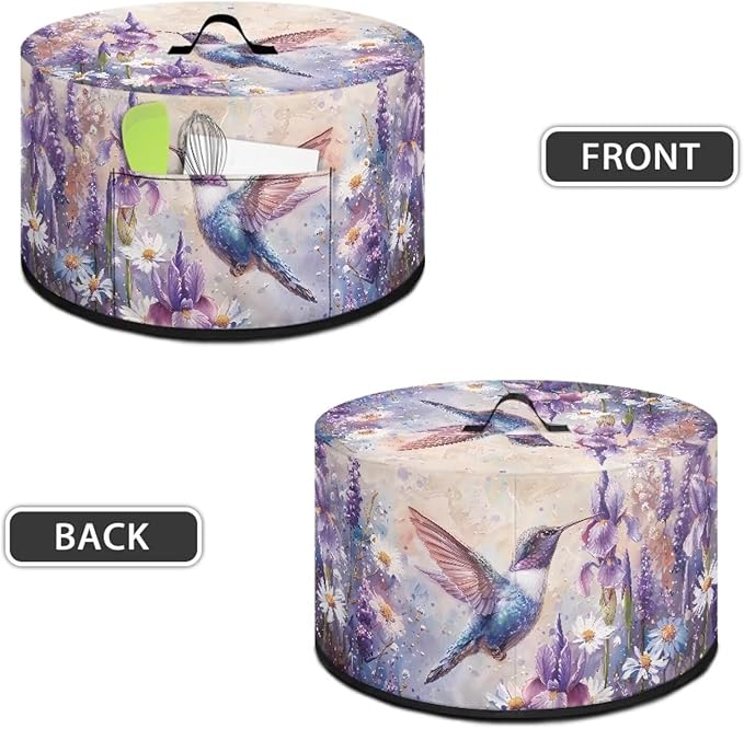 Hummingbird Daisy Floral Print Slow Cooker Cover Replacement Fit Most 6/7/8 Quart Crock Pot Oil Painting Print Practical Electric Slow Cooker Cover Keep Kitchen Clean and Easy to Use