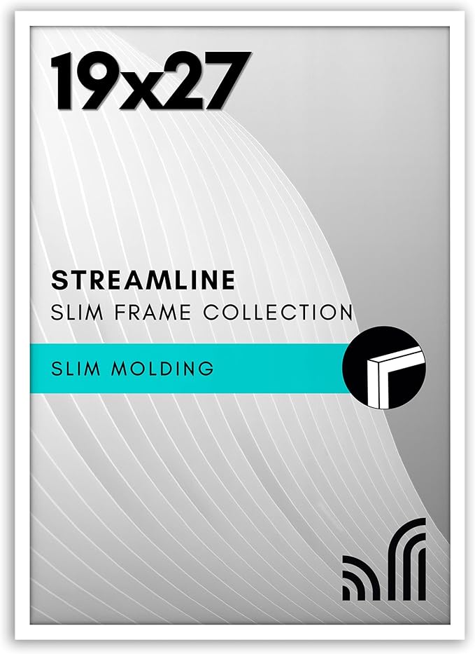 Americanflat 19x27 Poster Frame with Polished Plexiglass - Streamline Collection - Thin Border Picture Frame for Wall Display - Hanging Hardware Included - White