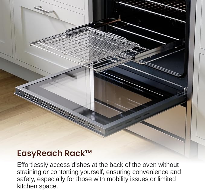 Rangaire RRE241TS 24" Electric Range Oven with Timer - Stainless Steel, Infrared Stove Burners, True Convection, Easy Reach Racks