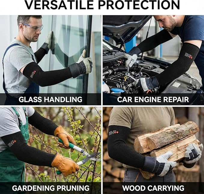 Arm Protectors For Thin Skin And Bruising, Cut Resistant Sleeves For Men Women, Kevlar Sleeves,A5 Level Protection Arm Sleeves For Gardening (Black, 2pairs, 11.8 In)