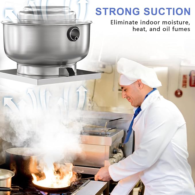 Restaurant Canopy Hood Grease Rated Exhaust Fan- Food Truck High-Speed Direct Drive Centrifugal Upblast Exhaust Fan 0.5HP 110 Volt Single Phase Motor 1900-2600 CFM
