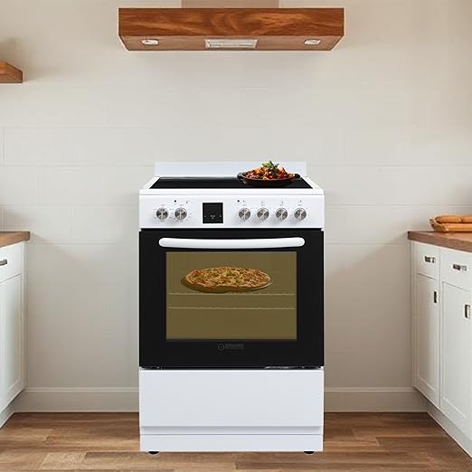 Equator 24" Electric Range in White, Ceramic Cooktop, Convection Oven & Air Fry Function – Compact Freestanding Stove for Baking, Broiling, Grilling, Air Frying & Everyday Cooking
