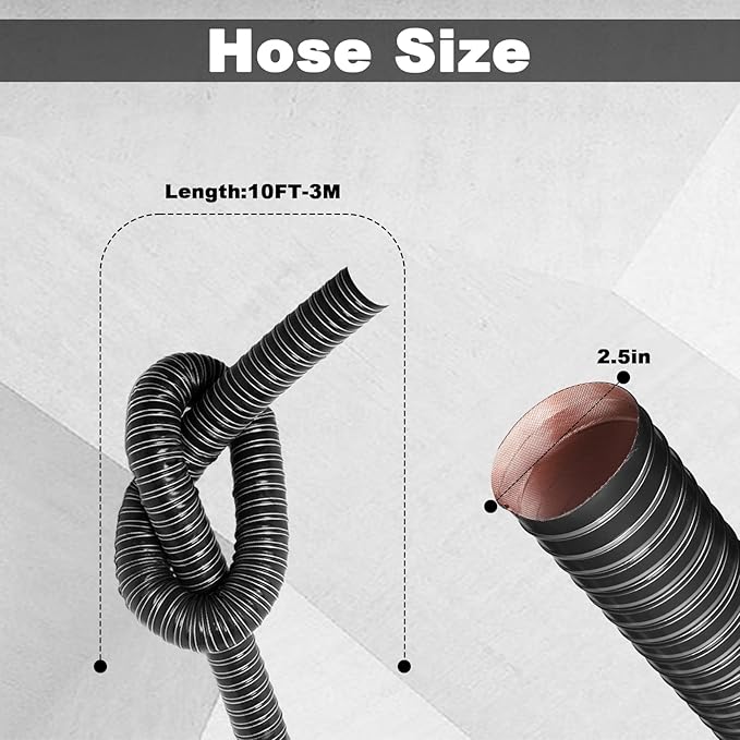 NOWBALL 2.5in Automotive Air Duct Hose, Length 3 Meter-10ft, 2.5" Silicone Flexible Cooling Ducting, 63mm High Heat Brake Exhaust Hose for Car, Garage, Dryer Air System Black