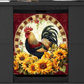 Retro Sunflower Rooster Dishwasher Magnet Cover Front Dishwasher Cover Decor Reusable Magnetic Door Cover Panel Decal Home Appliances Stickers Kitchen Refrigerator Fridge 23"x26"