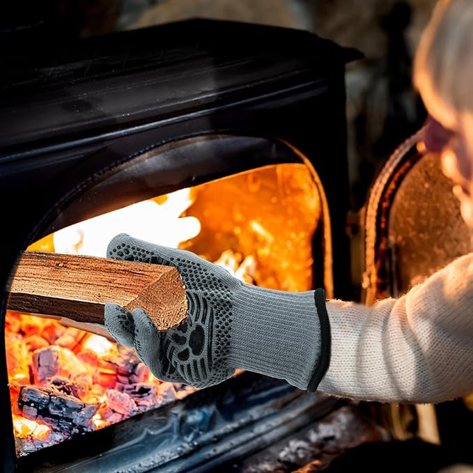 UBeesize BBQ Gloves (Bear Paw), 1472°F Heat Resistant Grill Gloves, Fireproof Oven Gloves for Cooking, Non-Slip Fire Glove for Grilling, Barbecue, Smoker, Baking, Frying