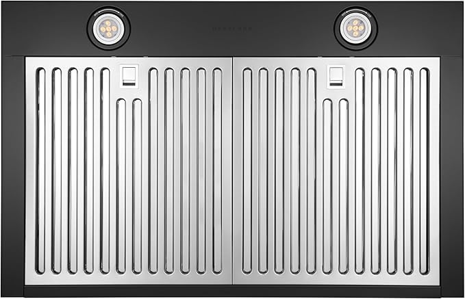 Hauslane Range Hood Wall Mount 30" Ducted or Ductless Kitchen Vent Hood Stainless Steel Stove Hood - 3 Speed, Touch Control, LED Lamps, Baffle Filters, Auto Shut-off, WM538 Matte Black