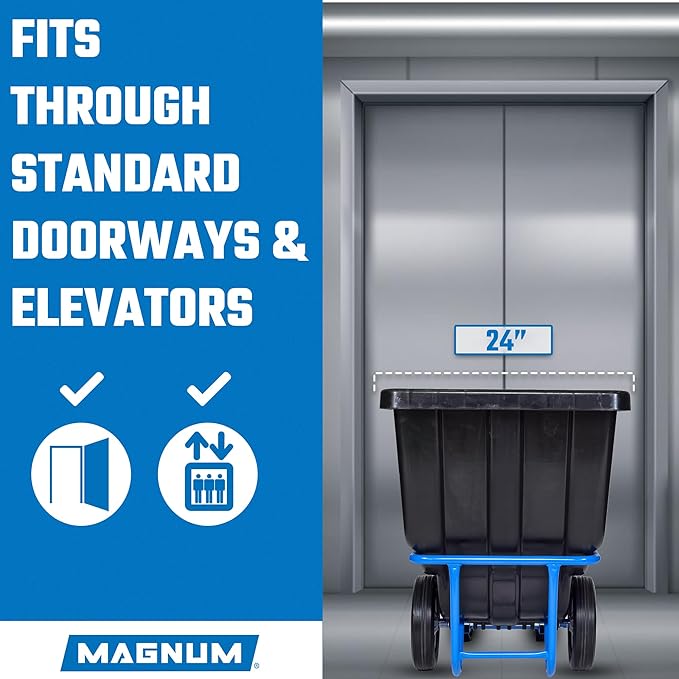 Tilt Truck, 1/2 Cu. Yd. Capacity Dump Cart with Heavy Duty 12” Wheels & 5” Casters & Forklift-able Frame for Jobsites, 850 lbs, Trash Cart with Wheels DUC12T-F-04PK (4-Pack)