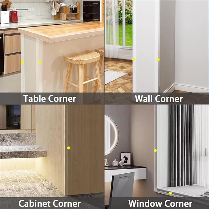 Gaahing 4Pcs Peel and Stick Clear Corner Guards, Self-Adhesive L-Shaped Outside Corner Shield for Wall Edge Furniture Door Frame Protector Bumper (3.9ft x 1.0in)
