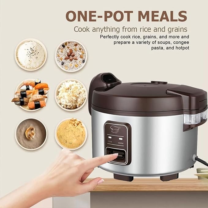 13.8 QT Large Commercial rice cooker 65 cups cooked 32 cups uncooked rice Commercial Electiric Rice Warmer for 18-28 people, with One-Touch Operation