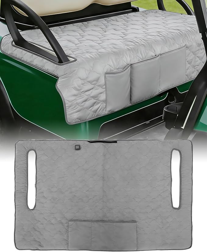 Heated Golf Cart Seat Cover, Non-Slip Golf Cart Warmer Towel Blanket Compatible with EZGO Yamaha Club Car and Most 2 to 3 Seats, 52×32 Inch