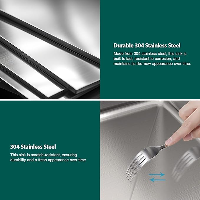 Outdoor Kitchen Sink - 21 x 20 Inch Outdoor Sink Drop In Workstation Stainless Steel 16 Gauge Topmount Single Bowl Small Wet Bar Sinks with Faucet & Premium Stainless Steel Cover #TLT-0030