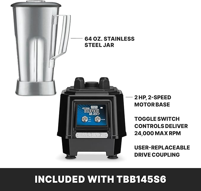 Waring Commercial TBB145S6 Torq 120V 64 Oz Blender w/Toggle Controls