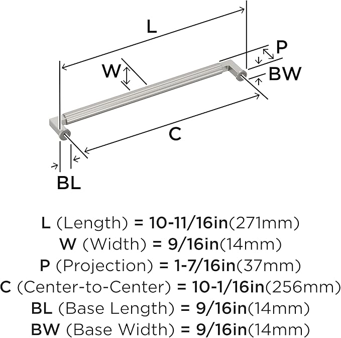 Amerock Ballard 10-1/16 inch (256mm) Center-to-Center Satin Nickel Cabinet Pull, BP37648G10