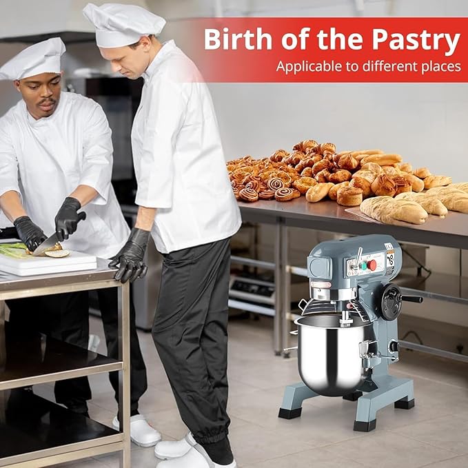 15 QT Commercial Stand Mixer 600W with 3 Speeds Adjustable, Electric Food Mixer with Stainless Steel Bowl Dough Hook and Beater, Commercial Food Mixer with Safety Guard for Bakery Restaurant Pizzeria
