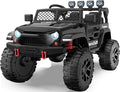 2 Seater Ride On Car for Kids, EVA Tires, 24V 4WD Electric Car w/Remote Control, Bluetooth, LED Lights, Ride On Truck for Boys and Girls Aged 3-8, Black