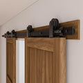 CCJH 16FT Sliding Barn Door Hardware Kit, Heavy Duty, Smoothly and Silently, Easy to Install, Fit 48" Width Double Door Panel, T-Shaped Style Black