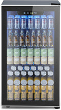 Mini Fridge 130 Can Beverage Refrigerator Cooler, 3.2 Cu.Ft Drink Fridge for Soda Wine Beer, Adjustable Temperature Control for Home Office, Black