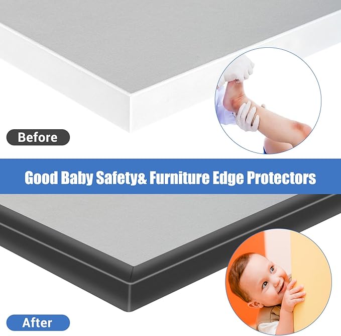 Rubber Edge Trim, Self-Adhesive U Channel Edge Protector for Plywood, Cabinet, 1/2" Wood Edge Banding, Flexible Furniture Repair, EPDM Material, Fit 1/2"(12mm), Length 20Ft, Black Color