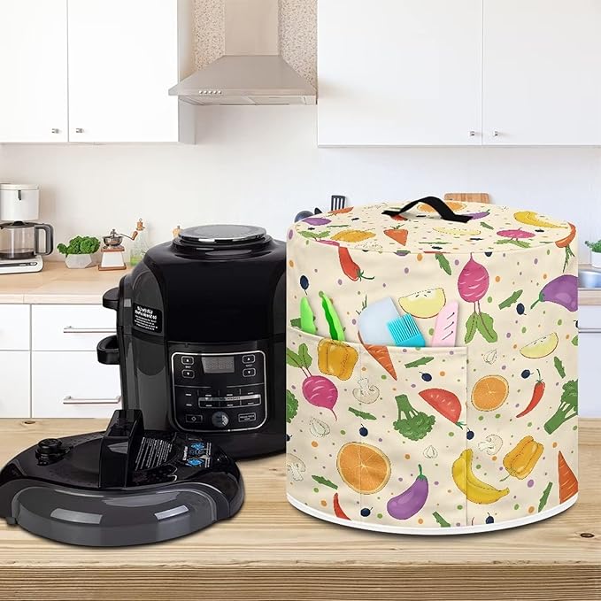 Fruits and Vegetables Print Kitchen Appliance Cover Pressure Cooker Cover 8 qt,Dust Cover with Pockets for Electric Pressure Cooker Air Fryer Rice Cooker Steamer Toaster Oven