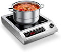 1800W Commercial Grade Electric Cooktop with 9 Power Levels - Electric Burner with EUROKERA Micro-Ceramic Panel, Infrared Cooktop with Timer, Safety Lock, For Restaurant, Home Kitchen Use