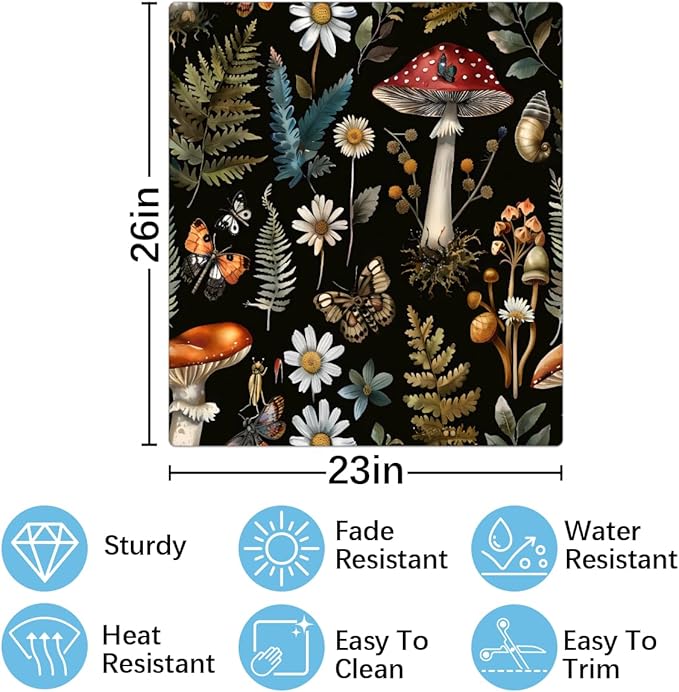 Dishwasher Magnet Cover Forest Mushroom Butterfly Snails Flower Reusable Dishwasher Magnetic Cover Sticker Decorative Dish Washer Door Cover Panel for Home Kitcen Appliance
