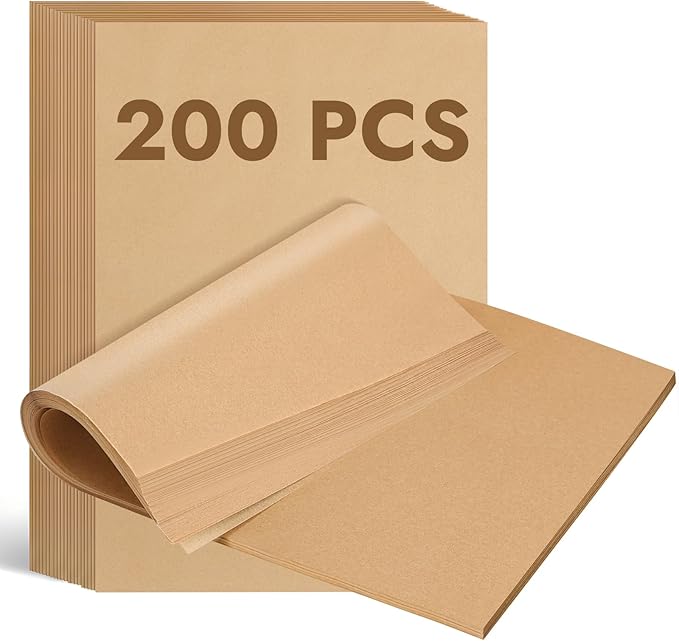 BYKITCHEN 200PCS 9 x 13 Inch Parchment Paper Sheets, Non-Stick Precut Unbleached Parchment Paper Liners for Baking, Perfect for Quarter Sheet Pan, Oven, Air Fryer, Grilling, Cooking Bread Cake Cookie