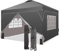 Saemoza 12x12 Pop Up Canopy Tent with One Push Setup, Outdoor Sun Shade Canopy with Vent Top for Backyard Party, Easy Up Instant Shelter with 4-Sandbags & Wheel Bag, Grey.