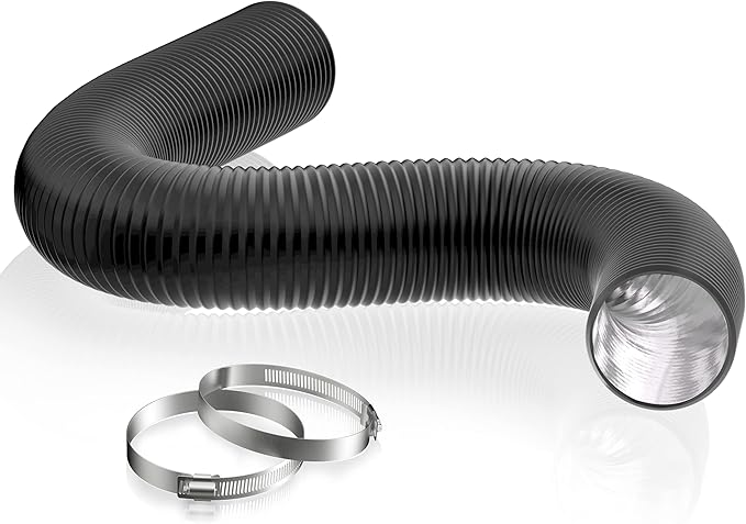 HG Power 6 Inch Flexible Vent Hose, 32 Feet Flexible Aluminum Air Ducting, Three Layer Protection Dryer Hose with 2 Clamps for HVAC Ventilation Heating Cooling Exhaust