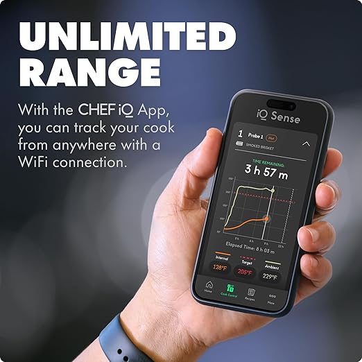 CHEF iQ Sense | Smart Wireless Meat Thermometer | 4 Ultra-Thin Probes | WiFi Unlimited Range | 1000°F Heat Safe | 5 Sensors | BBQ, Grill, Oven, Smoker, Air Fryer | Gen3