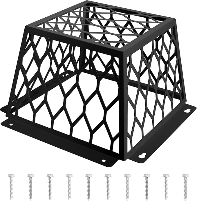 Dryer Vent Bird Guard – Steel Exhaust Vent Cover for 3" to 4" Dryer & Bathroom Vents, Keeps Birds and Small Animals Out, Galvanized Metal Cage, 7"x7"x5" (Black-1PCS)