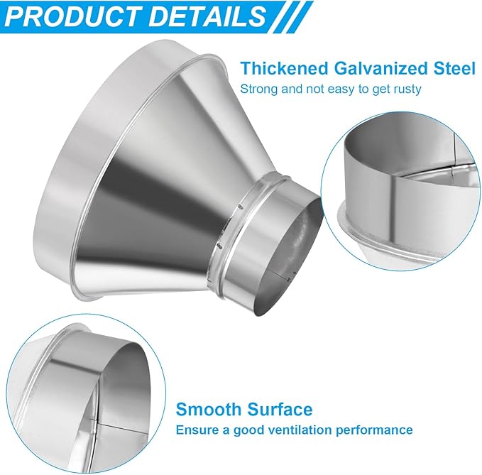 PATIKIL 12 Inch to 6 Inch Round Duct Reducer Increaser Connector, Galvanized Steel Air Duct Adapter Pipe Fitting for Bathroom Kitchen Inline Ventilation Systems, Silver Tone