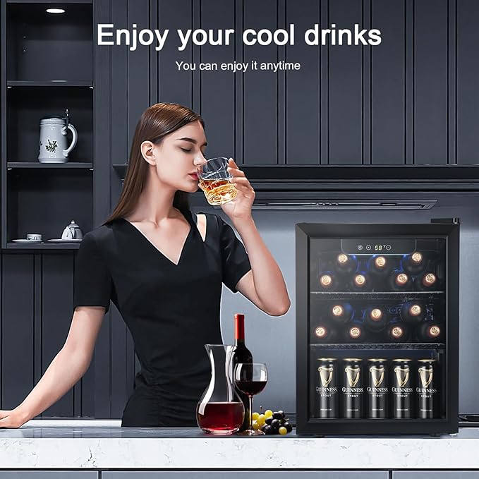 Antarctic Star Beverage Refrigerator Cooler 68 Can, Mini Fridge with Glass Door for Beer Drinks Wine,Freestanding Small Fridge with Electronic Temperature Control for Home and Bar,1.7 cu.ft