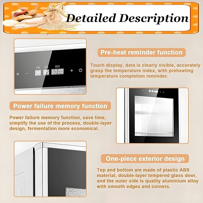 40L Electric Bread Proofing Box, Removable Dough Proofer with Timing & Humidity Control, Ideal for Yogurt & Bread Fermentation, Kitchen Essential for Baking Enthusiasts