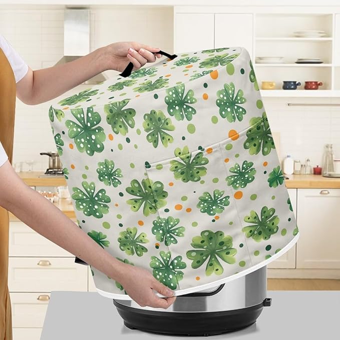 TODIYADDU Spot Shamrock Pressure Cooker Cover for Women Festive Style St Patrick's Day Instant Pots Cover with Handle for Rice Cooker Air Fryer Universal Kitchen Appliance Covers Storage Case