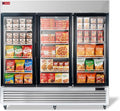 WESTLAKE 82" W Commercial Display Freezer 3 Glass door 72 Cu.ft Stainless Steel Merchandiser Reach-in Upriht Fan Cooling Digital Temperature Control Display Freezer for Restaurant, Bar, Shop, etc