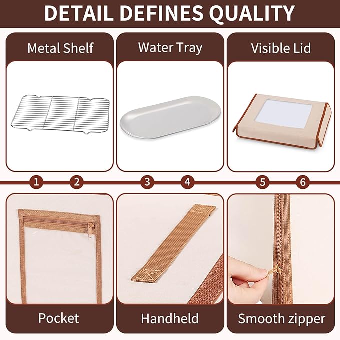 Folding Bread Proofing Box 68-131℉ Temp Control & 99H Timer, Wanbaker Dough Proofer Box for Sourdough, Bread Baking, Pizza, Yogurt, Kombucha 6-Layer Fabric