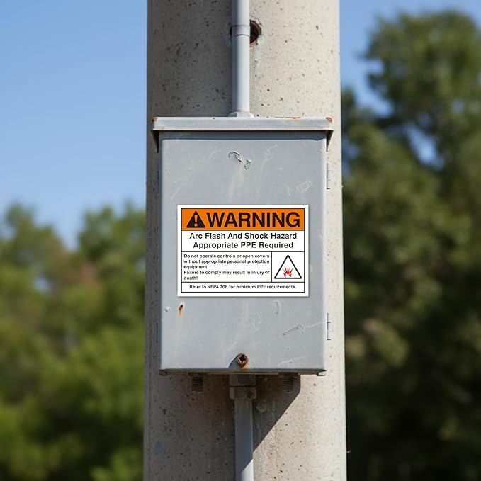 100 PCS Warning Arc Flash and Shock Hazard Label - 3.5 x 5 Black & Orange Electrical Safety Warning Decal High Performance Polyester Safety Sticker Signs for The Workplace