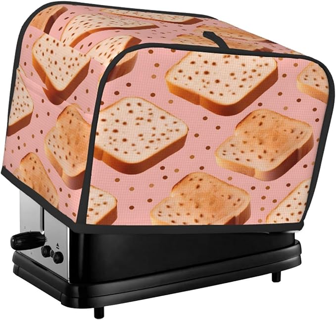 Toaster Cover 2 Slice Bread Pattern Waterproof Appliance Cover with Hang Loop Bread Baker Toaster Cover for Kitchen