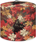 Xoenoiee Cat Maple Leaf Kitchen Appliance Dust Cover with Pockets, Electric Pressure Cooker Cover Compatible with Crock Pot, Rice Cooker Covers Fall Decor, for 6 Qt Pot