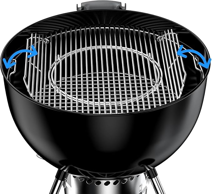 Hinged Cooking Grate for Weber, 22.5 inch Charcoal Grills, Kettle, Performer, Master-Touch, Grill Grate Replacement Part for Weber